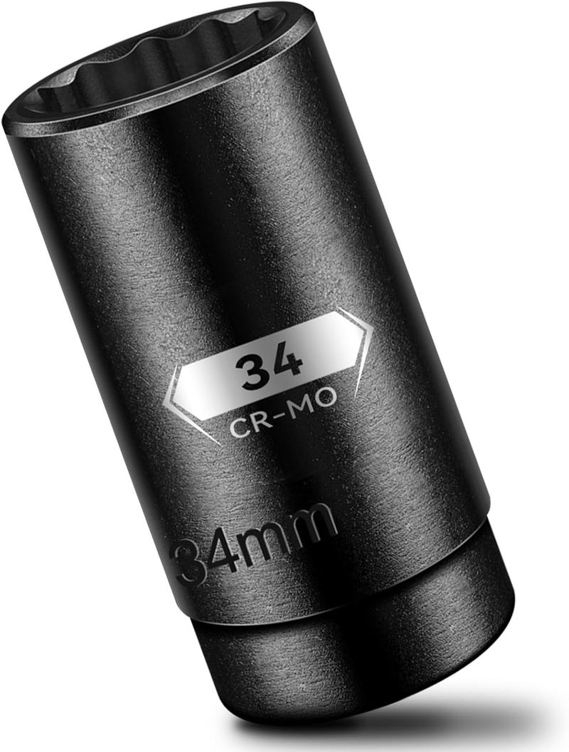 BLACKROBOT 34 mm 12-Point Deep Impact Socket, 1/2 Inch Drive, Metric, Black Manganese Phosphate Coating - Image 1